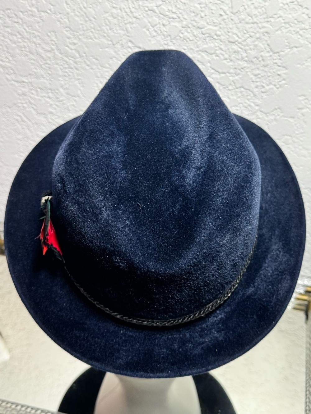 Vintage Dobbs 5th Avenue New York Midnight Blue Fedora Hat Velvet Felt w/Box - Picture 4 of 15
